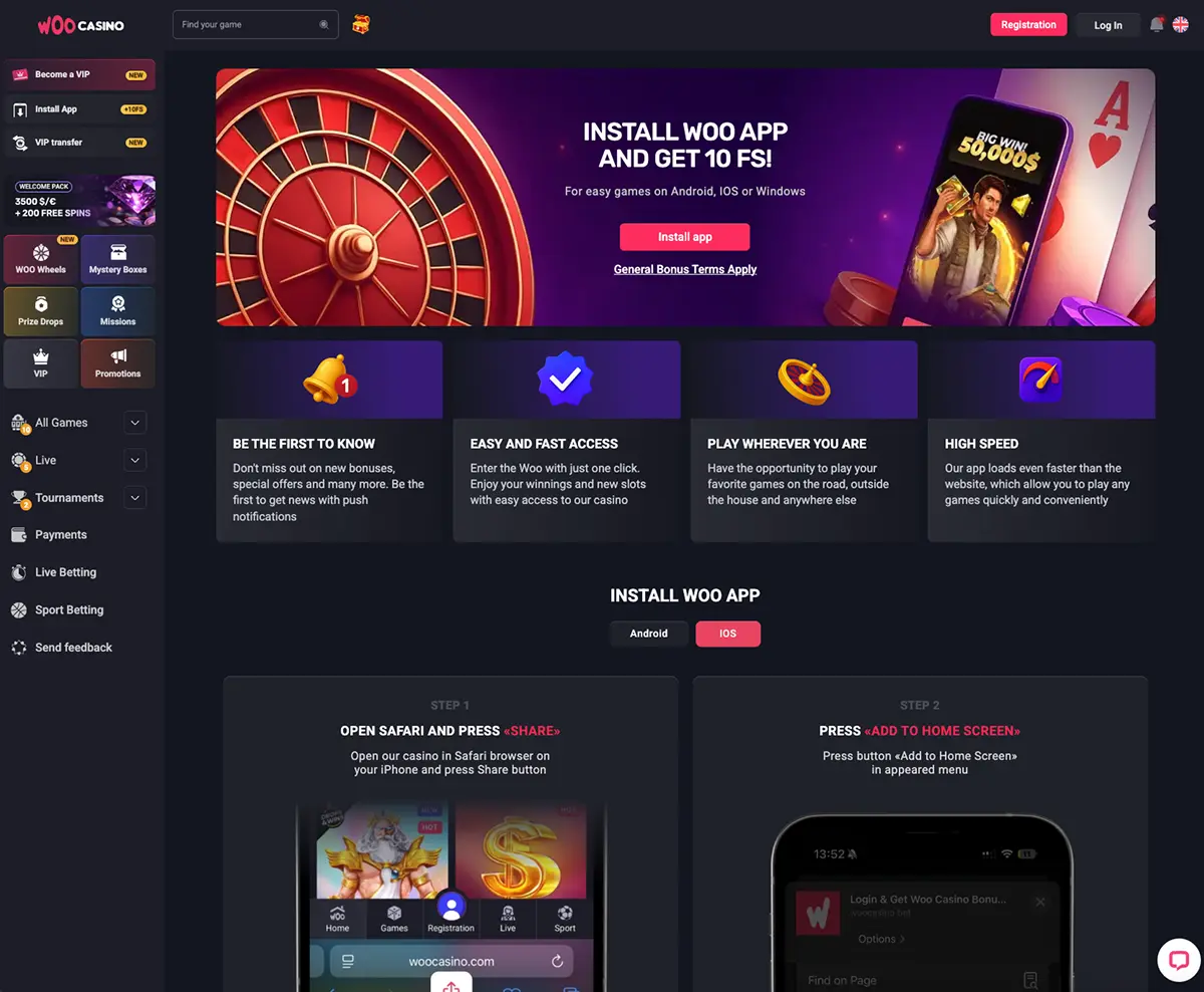 Woo Casino Mobilní kasino